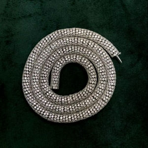 Cadena Cubana Chapada en Oro Blanco, Collar de Diamantes Vintage de Lujo, Diamantes de Laboratorio Genuinos, Joyería Fina Certificada IGI para Mujer, Regalo - Product Image 1