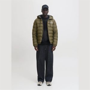 Veste matelassée en denim de haute qualité pour homme, style vintage, col montant, logo brodé sur le devant, motif uni, fermeture éclair pour l'hiver - Product Image 2