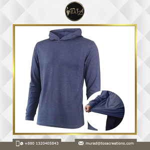 เสื้อฮู้ดผู้ชายผ้าคอตตอนโพลีเอสเตอร์พิมพ์ลายความยาวปกติแห้งเร็วแขนยาวเรียบ - Product Image 5