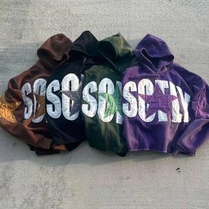 Conjunto de chándal de gran tamaño personalizado unisex con capucha, pantalones de chándal y pantalones de chándal, sudadera apilada de talla grande para hombre para invierno - Product Image 5