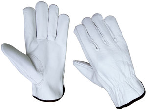 Gants de conducteur blancs en cuir de vachette sans doublure Gants de travail en cuir élastique froncé Gants de travailleur industriel pour hommes - Product Image 3