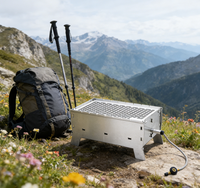 Barbecue au gaz portable écologique en acier inoxydable, résistant à la rouille, design pliable compact, facile à nettoyer, pour balcon, camping-car et pique-nique