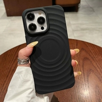 Luxe Magnétique TPU Silicone ultra Mince Antichoc Téléphone étui 3D Vague Motif Mobile Couverture pour iphone 16 Promax 16 Plus 15 14 13