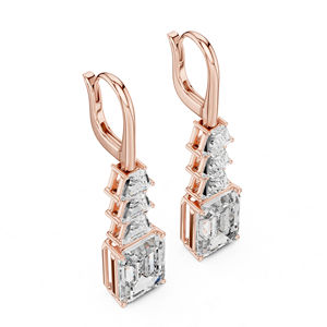 Pendientes de Novia |   Diamantes Cultivados en Laboratorio de Esmeralda y Trapecio |   Anillo de Oro Amarillo de 14K para Mujer, Lujoso, Certificado, Regalo de Aniversario de Bodas - Product Image 2