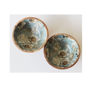 Bol en bois de haute qualité avec émail de travail ensemble de bols en émail de qualité supérieure en bois de mangue fournisseur indien - Product Image 3