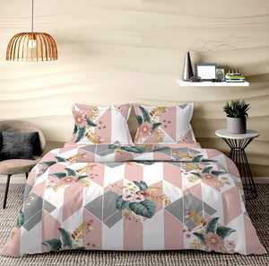 Ensemble de draps de lit en coton de qualité élégante Impression florale solide Style classique Confortable 3 PCS 200TC Technique de point Idéal pour les cadeaux - Product Image 1