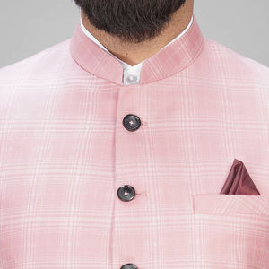 Costume 2 pièces basique en polyester à col banni pour hommes, coupe longue régulière, respirant, tenue de cérémonie pour Scoot La-pour le travail - Product Image 1