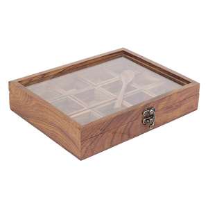 Caja de especias de madera Sheesham Caja de especias de madera multiusos hecha a mano con diseño redondo giratorio - Product Image 6