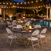 Table et chaises pliantes en plastique de qualité supérieure pour l'extérieur, 4 pieds/5 pieds/6 pieds/8 pieds, pour fêtes, mariages, événements de jardin, table pliable en plastique HDPE pour l'extérieur