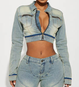 Chaqueta vaquera vintage de ropa de primavera de alta calidad personalizada OEM chaqueta vaquera holgada con cuello vuelto para ropa vaquera vintage - Product Image 4