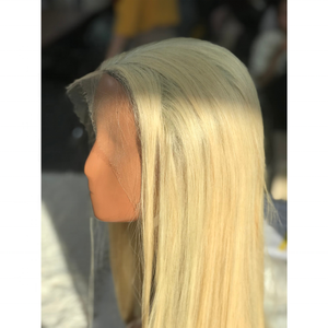 Perruque de cheveux raides vietnamiens vierges 100% avec dentelle HD cheveux humains blonds faits à la main produit de qualité supérieure - Product Image 2