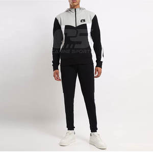 Men's New Fashionable Plus Size <b>Hooded</b> Track Suit 100% Cotton Solid Pattern <b>Zip</b>-Up Design Customizable Logo Breathable Quick Dry - Product Image 3