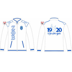 Vestes universitaires personnalisées Zeta Phi Beta à bouton unique, coupe-vent en toile, coupe oversize, col montant, 100 % coton, manches longues - Product Image 1