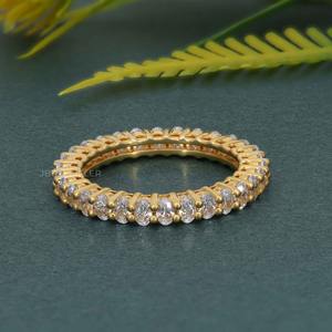 ที่ได้รับการรับรองจาก VVS เพชรที่ปลูกในห้องปฏิบัติการรูปไข่14K แหวนแต่งงานทองคำแท้เครื่องประดับหรูหราระดับไฮเอนด์สำหรับผู้หญิง - Product Image 2