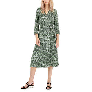 Abito Elegante Alfani da Donna con Maniche al Gomito in Raso Verde con Decorazioni a Diamante, Lavabile, Taglia 2XL per Occasioni Speciali ed Eventi - Product Image 1