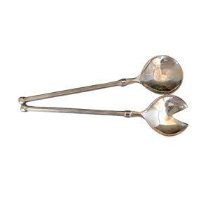Fournitures indiennes en gros de qualité supérieure Ensemble de serveurs à salade en métal de finition antique argentée élégante pour hôtel à la maison - Product Image 2