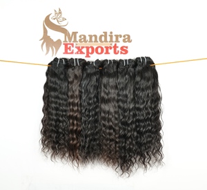 Vente en gros d'extensions de cheveux humains 100% naturels bruts vierges de haute qualité noirs ondulés indiens à cuticules alignées - Product Image 3