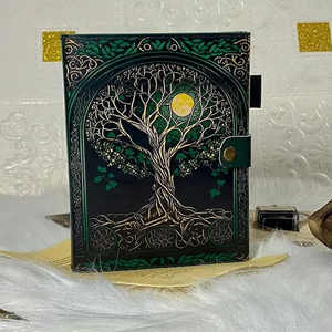 Vintage cuir Journal Grimoire fil selle couture arbre de vie Design reliure à spirale cahiers rechargeables - Product Image 1