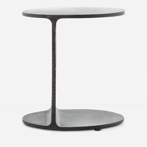 Mesa Auxiliar de Hierro en Forma de C Contemporánea con Tapa Redonda Elegante para un Estilo Moderno junto al Sofá y un Diseño Funcional - Product Image 1