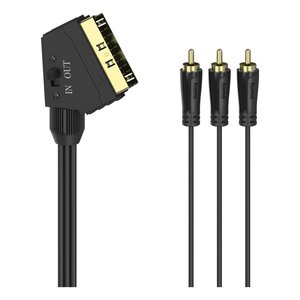 Cable Adaptador de Video RCA Scart de 1.5m, Negro, Cables de Audio y Video, Modelo 00205156 - Product Image 1