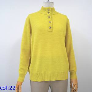 Online High-Neck Premium Wool Sweater for Ladies Branded Custom Light <b>Weight</b> Knitted Casual Button Decoration for Bulk Orders - Product Image 1
