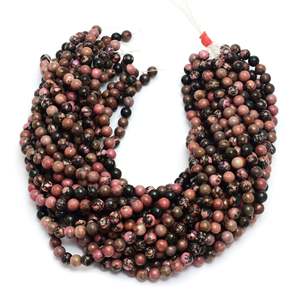 Cadena de Rodonita Negra de Alta Calidad, Cuentas de Piedras Preciosas de 3mm, Perforadas, Forma Redonda, 15cm, 0.8mm - Product Image 3