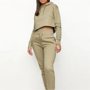 Sudadera con capucha recortada personalizada de alta calidad Sudadera con capucha de algodón para mujer - Product Image 2