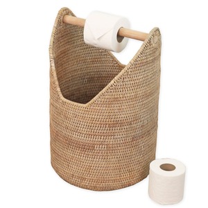 Cesta para rollos de papel higiénico Artex Green Earth de ratán natural, ecológica, hecha a mano, moderna y multifuncional, desde Hanói - Product Image 1