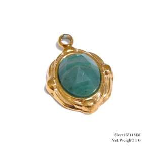 Pendentif vintage à fermoir, pierre d'aventurine verte, laiton, 10 à 15 mm, prix de gros et MANGALMAY CORPORATION - Product Image 5