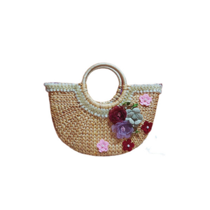 Bolso de mano de jacinto de agua inspirado en Boho-Bolso de paja natural hecho a mano para vacaciones, Playa y trajes Casuales - Product Image 5