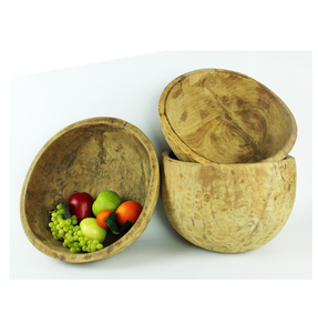 Cuenco de frutas de masa de madera con juego de servidores Estampado dorado Mango Madera Fiesta sólida Cuencos de frutas de masa de madera - Product Image 4