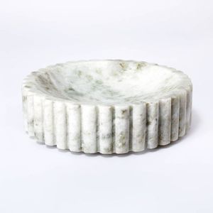 Cuenco grande de mármol blanco para servir reuniones y eventos Cuenco de mármol decorativo Cuenco de mármol hecho a mano - Product Image 5