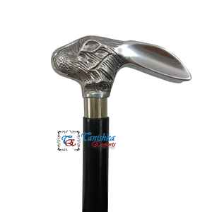 Aluminum Nickel Plated <b>Rabbit</b> Handle Black 3 Fold Adjustable Wooden Walking Stick Hiking Camping <b>Gift</b> Item for Old Men & Women - Product Image 6