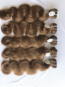 Nueva Llegada Raw Indian Temple Human Remy Cutícula Alineada Venta al por mayor #8 Color Body Wave Machine Doble Trama Extensiones de Cabello - Product Image 2