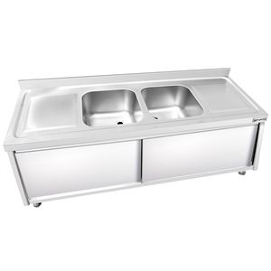 ตู้ซิงค์เชิงพาณิชย์ PREMIUM - สแตนเลส - 1800x600 มม. - แบบ 2 หลุมตรงกลาง - Product Image 5