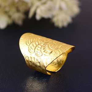 Ajustable Estilo Vintage Acero Inoxidable 18K Chapado en Oro Tallado Flor Diseño Anillos de Moda - Product Image 4