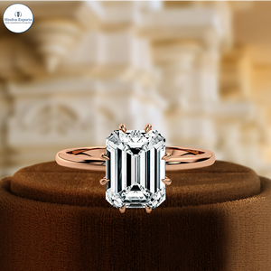 Anillo de compromiso con diamante cultivado en laboratorio de 1 quilate, anillo de boda con corte esmeralda y pavé, certificado IGI, oro blanco de 14k, el mejor regalo para ella en su día especial. - Product Image 3