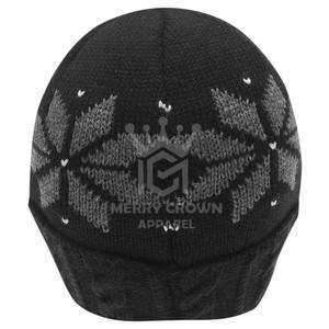 Gorro de punto cálido de invierno de alta calidad de color personalizado a precio de venta al por mayor con logotipo personalizado, el mejor gorro de jacquard - Product Image 3