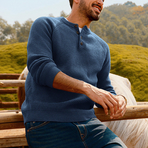 Meilleures ventes en gros Chandails d'hiver à manches longues pour hommes en tricot Nouvelle mode de chandails pour hommes en vente de couleur unie personnalisés - Product Image 3