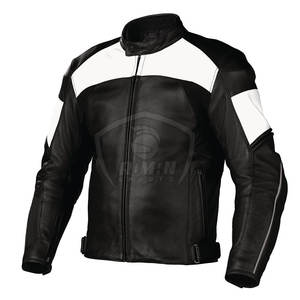 Veste de course de moto en cuir à prix de gros avec surpiqûres, veste de moto en cuir véritable très vendue - Product Image 1