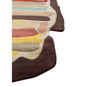 พรมทอมือ Joy Tra-15212 ทำจากขนสัตว์และใยวิสโคส สีเบจและสีน้ำตาล ดีไซน์โบฮีเมียน - Product Image 4