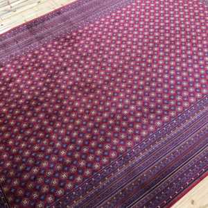 Vintage Eco-Friendly <b>Wool</b> Turkish Rug 6.4x9.9 ft (195x303 Cm) <b>Red</b> Patchwork with Latex Backing - Product Image 3