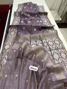 Dernier Evergreen Designer Outfit Premium Soft Muga Cotton Saree Blouse With Weaving Work Grossiste et fabricant d'Inde - Product Image 2