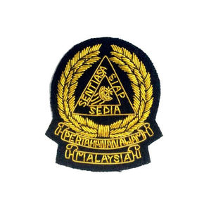 OEM Penjara Malaysia Hand Embroidery Embroidered White Bullion Wire Badge OEM Security Zinc White Patch Sleeve Crest Chest Wing - Product Image 5