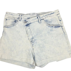 Pantalones cortos de mezclilla no elásticos de tiro bajo azules personalizados, pantalones cortos de estilo recto para mujer 100% algodón de alta calidad para mujer - Product Image 1