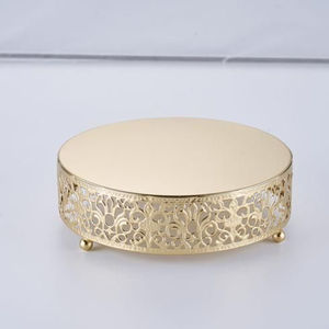 Recién llegado, servir pasteles redondos para antiguos platos, soporte de pastel de Metal dorado, exhibición de postres para proveedores de hoteles a buen precio - Product Image 1