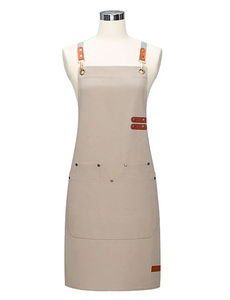 LOW MOQ Delantal de lona Logotipo personalizado Cocina Estilo coreano japonés Lienzo Delantal de algodón Hombres con bolsillos para herramientas Cocina Restaurante Baberos - Product Image 2