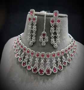 Luxury AD Fashion <b>Jewellery</b> <b>Set</b> <b>for</b> <b>Women</b> Bridal Wedding Necklace Earrings Traditional Indian Partywear Jewelry Premium Style - Product Image 1