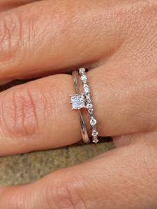 แหวนทองคำขาว925เงินสเตอร์ลิงสำหรับผู้หญิงแหวนเพชรจิ๋วสำหรับใส่ไปงานเลี้ยง - Product Image 3