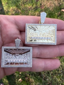 Luxury VVS Moissanite Diamond Gold Plated 925 Sterling <b>Silver</b> Iced Out Hip Hop Pendant Luxury Jewelry Manufacturer From India - Product Image 6